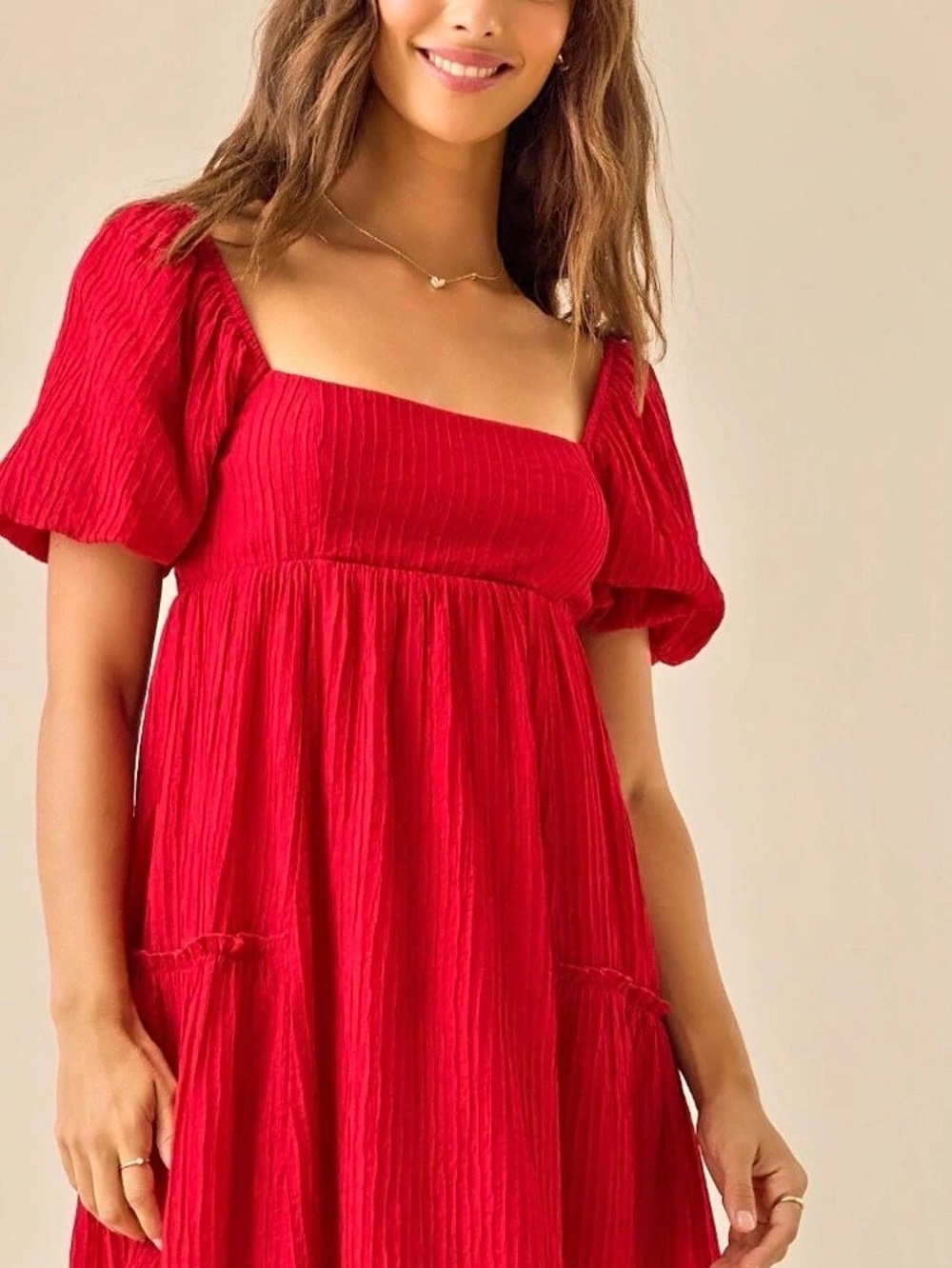 Altard State Red Puff Sleeve Mini Dress Like New size XL